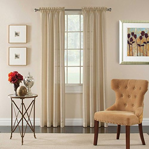 Pippa 84-Inch Rod Pocket Semi-Sheer Window Curtain Panel (PEARL)