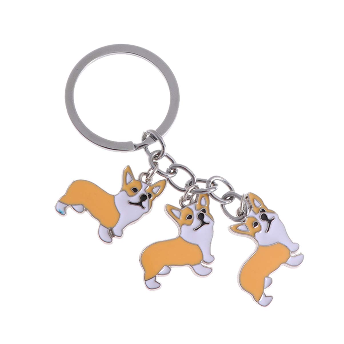 Dog PendanDog Pendant Keyring Cute Corgi Car Key Chain Puppy Bag Handbag Wallet Charm Pendant Backpack Accessories Pet Jewelry for Dog Lover (Yellow)