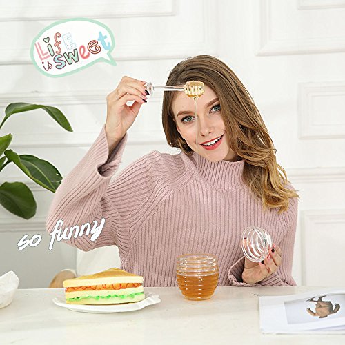 Transparent Beehive Honey Jar with stirring rod Q436