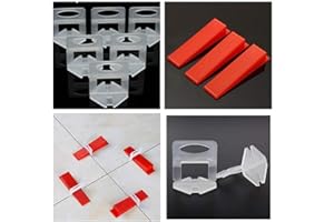 Tile Leveling System Clips Accessories 300 Pieces DIY Tiles Leveler Spacers 1/8 Inch(3mm) and 100 Pieces Reusable Wedges