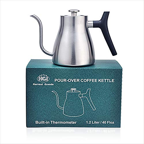ARC USA, H41B Gooseneck Pour Over Coffee Kettle with Thermometer - 40oz/1.2L - Brew Barista-Standard ARC USA, H41B Gooseneck Pour Over Coffee Kettle with Thermometer - 40oz/1.2L - Brew Barista-Standard