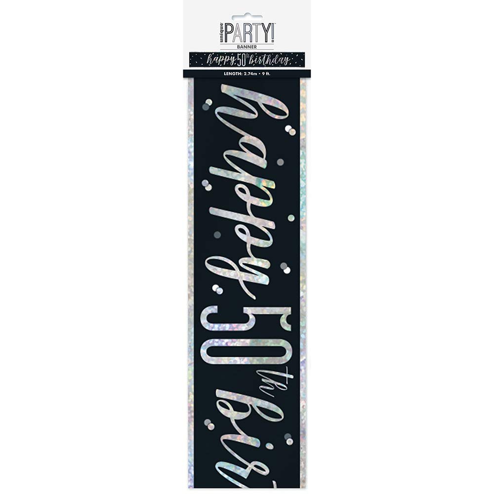 Prismatic 50th Birthday Foil Banner | Black | 108" | 1 Pc.