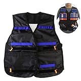 Tinksky Tactical Vest Adjustable for Nerf N-Strike Elite Battle Game gifts for men (Black+Blue)