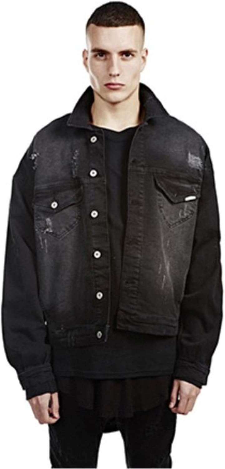 washed black denim jacket mens