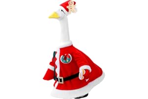 VUOOE Christmas Porch Goose Outfit, 23" Cement or Plastic Goose Statue Costume, Porch Goose Outfits for Patio, Yard & Garden, Cozy Holiday Décor Adds Cheer with Cute Christmas Hat
