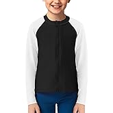Haloumoning Boys UPF+ 50 Rash Guard Kids Zip Up Long Sleeve Sun Protection Quick Dry Swim Shirt 5-14 Years