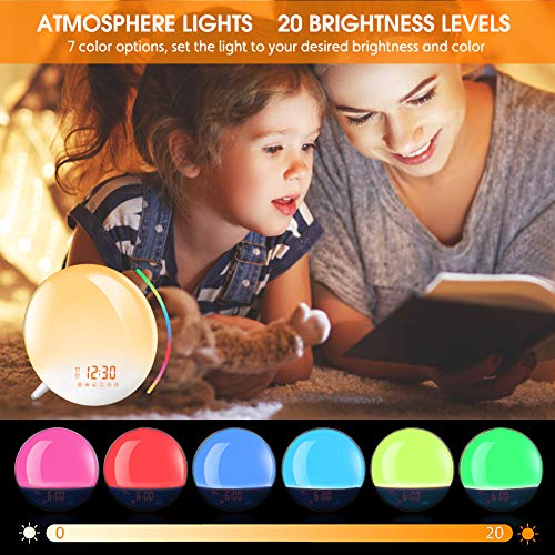 TeRich Sunrise Alarm Clock, Wake Up Light with FM Radio/Dual Alarm/7