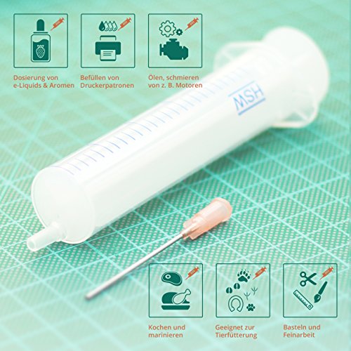 4 x 20ml Spritzen-Set, 4 Stück Spritze und Kanüle, Einmalspritzen, Einwegspritze mit stumpfer Nadel für E-Liquid Aroma… – Bild 7