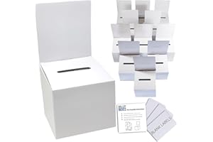 ALBEN White Glossy 6x6x6 Ballot Box (12 Pack) - Versatile Raffle Ticket Box, Suggestion & Donation Boxes, Removable Header, Raffle Boxes, Slot for Tickets & More