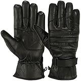 Mens Warm Winter Dress GLOVE Genuine Leather Motorcycle Gloves, Black