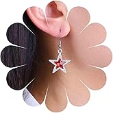 Sttiafay Crystal Star Dangle Earrings Silver Rhinestone Star Earrings Red Ruby Drop Earrings Sparkly Cz Large Star Earrings Vintage Star Hook Earrings