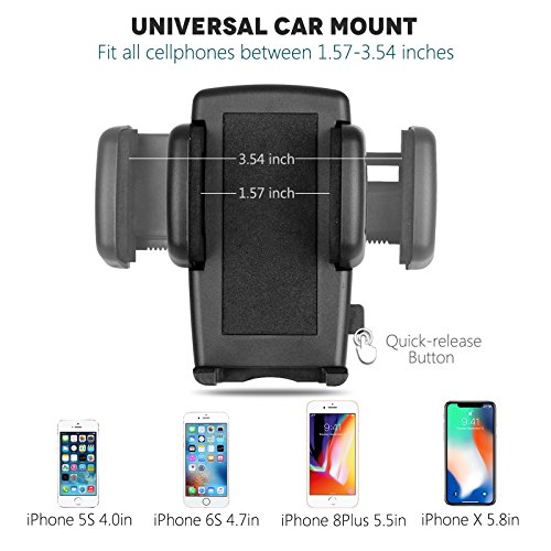 Linkstyle Car Mount Phone Holder 2 in 1 Universal 360 Degree Car Air Vent Holder Rear View Mirror Mount Stand Cradle for iPhone X 8 7 7s 6s Samsung Galaxy Note 8 Note 7 S8 LG Huawei Google Nexus GPS - Thumbnail 2