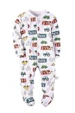 Baby Boys Footed Pajama - 100% Cotton Zip Front Little Cars Sleeper - by Marque