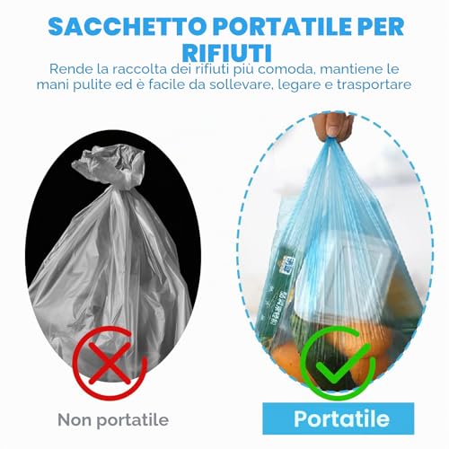 LURNODY 9 Rolls of Small Bin Bags (2 Litres/0.5 Gal) Odourless, Trash Bags Suitable for Car Trash Can, Bathroom Trash Can, Table Trash Can (Purple, Green, Blue, 180 Pieces)