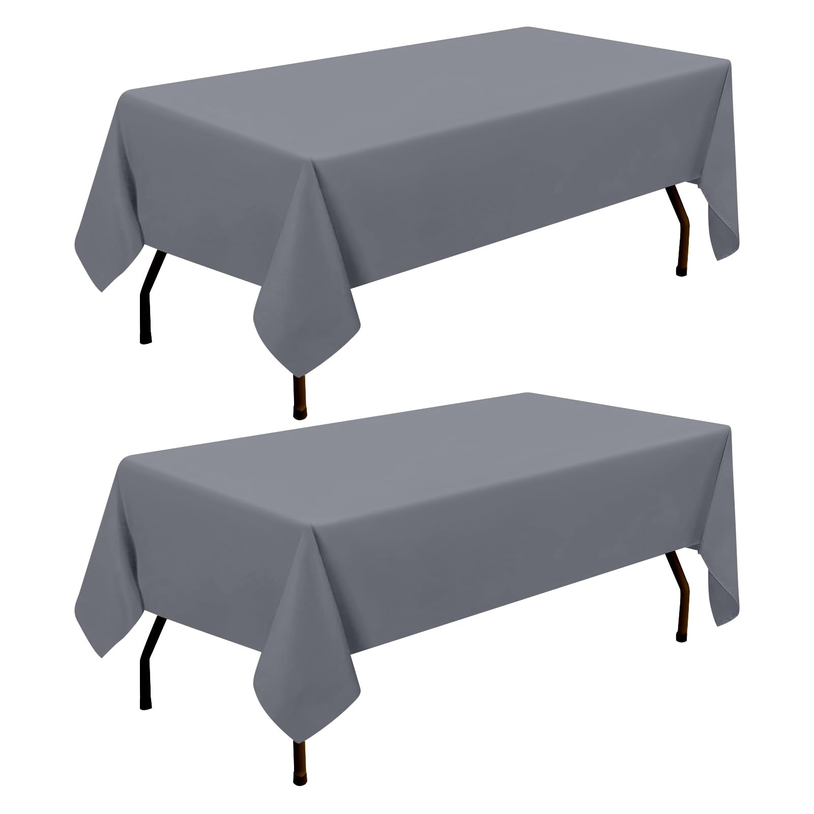 smiry Table Cloth Rectangular 140 x 300 cm Pack of 2 - Washable Fabric Dining Tablecloth, Dust-Proof Polyester Table Cover for Party Garden Kitchen Outdoor, Grey