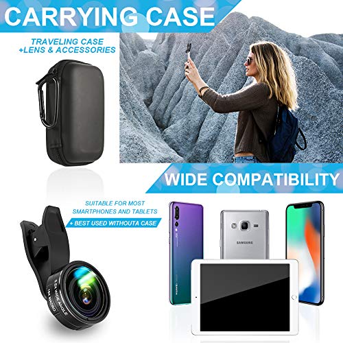 Phone Camera Lens, 5 in 1 Cell Phone Camera Lens 0.5x Wide Angle Lens+15x Macro Lenses +230° Fisheye Lens +CPL +Star Lens Compatible for iPhone x 8 7 6 6s plus Samsung Huawei Android Smartphone
