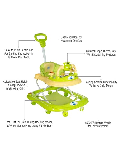 mee mee baby walker with adjustable height and push handle bar