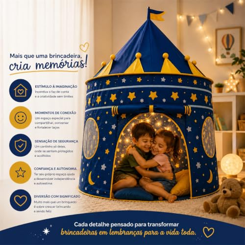 K-SELL IMPORTS, Barraca Infantil Cabana e Castelo dos Príncipes Azul | Cabana Dobrável, Para Menino, Tenda Cabaninha
