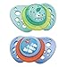 Chicco Flair Orthodontic BPA-Free Pacifier with Reusable Sterilizing Case, 2-pack, Teal/Blue, 12m+