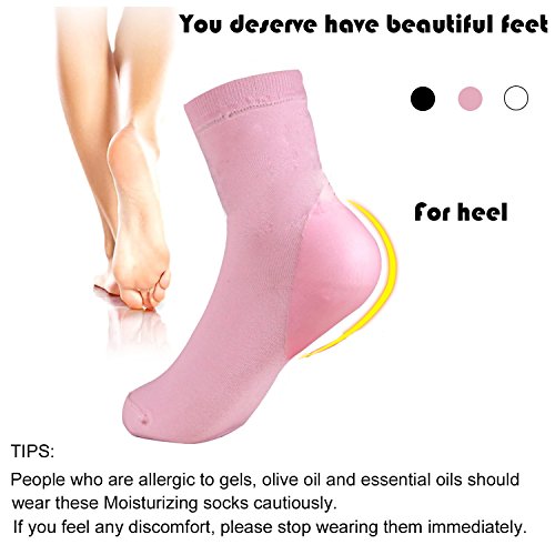 Elutong 3 Pairs Soft Gel Heel Socks Ventilate Stealth Hosiery Or Dry Hard Cracked Skin Moisturizing Day Night Care Skin Calluses, Cuticles, Rough Skin - Thumbnail 2