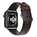 For Apple Watch Band 42mm, KYISGOS Retro Vintage Genuine Leather iWatch Replacement Band for Apple Watch Series 3 Series 2 Series 1, Brownish Black with Black Adapter