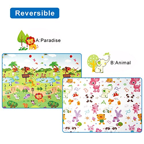 Play mat baby Care XPE Foam Floor Gym Slip thickening Reversible Waterproof playmat Portable double sides Kids Baby Toddler Outdoor or Indoor Use(Forest, 59x70x0.8in)