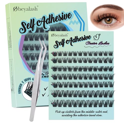 Self Adhesive False Eyelashes Clusters 84 Pieces Eyelash Extension Kit D Curl Pre Glued Eyelashes DIY Lash Extension Kit 8 – 14 mm Eyelash Extension Volume (Y14 D Curl 8-14mix)