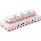 PCsensor 4 Key Mini Keypad USB Wired &amp; BT Wireless Mini Keyboard Customized Programmable Computer Keyboard Mouse for Video Game Control Office Work Sheet Music Page Turner HID (White)