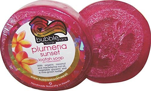 Hawaiian Bubble Shack Loofah Glycerin Soap Plumeria Sunset