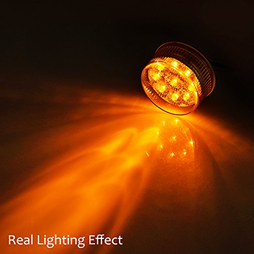 Catinbow 10 X LED Side Marker Light Amber/Clear Lens 2 Inch 9LED Round Trailer Marker Light for Truck RV Light - Thumbnail 4
