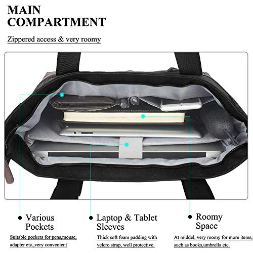Wetietir Clutch Bag Women Laptop Bag 15.6 Inch Nylon Multifunctional Travel Messenger Shoulder Bagtote Black-Gray Dinner Purse (Color : Black)