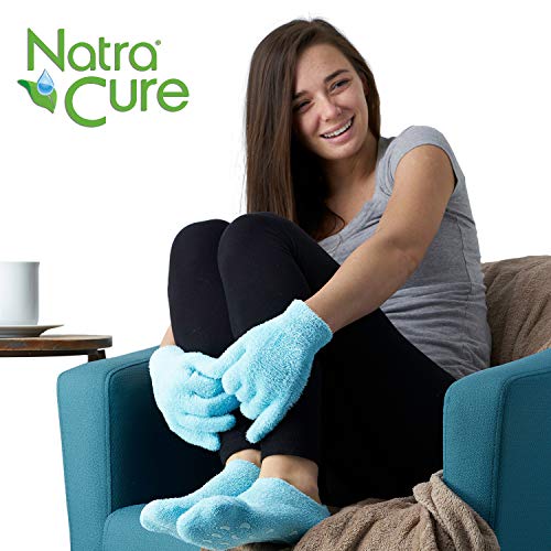 The NatraCure Gel Moisturizing Gel Socks offer an innovative, at-home spa treatment to soften and nourish your feet. The gel lining slowly releases essential oils and botanicals with a relaxing lavender scent, creating a soothing and calming atmosphere. Made with medical-grade gel that's dermatologist tested and hypoallergenic, these socks are washable and reusable. The one size fits most design makes them perfect for anyone looking to repair dry, cracked heels, calluses, damaged cuticles, eczema, and any other dry skin on their feet.