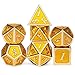 DnDnD Gold Metal Dice Set, 7 PCS Glossy Metal Dungeons and Dragons Dice with Gift Metal Tin for Dice Collector Board Game Player