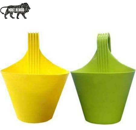 NYAL ENTERPRISE Garden and Balcony Decorative Hanging Pot Railing Flower Planter Pot for Balcony Small (Set of 2)