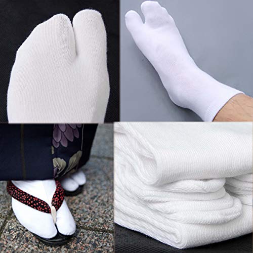 StyleZ 3 Pairs Unisex Japanese Tabi Socks Kimono Geta Clog Flip Flop White Split Toe Cosplay (3pairs white)