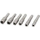 uxcell M2.5 M3 M3.5 M4.0 M4.5 M5 Hex Socket Nut Driver Adapter Drill Bit 6 in 1 Set