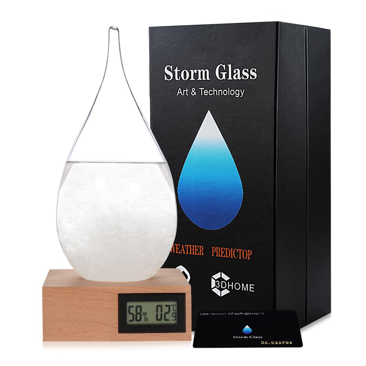 Storm Glass Unique Gifts, Stylish Creative Desktop Decorative Bottle Water Drop Glass Barometer Weather Forecast Bottle Weather Station, High-Grade Home and Office Decoratio (XXL)