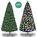 Goplus Pre-Lit Artificial Christmas Tree 8 Flash Modes Optical Fiber w/ 225 Multicolored LED Lights and Metal Stand (7ft)