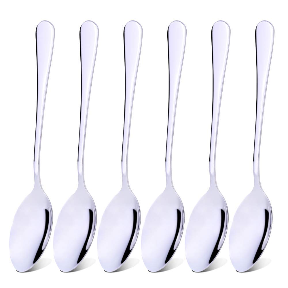 Qinglele 304 Stainless Steel Spoon Set of 6, Soup Spoon, Dinner Spoon, 8.1 inches. 6 Pcs Spoon (6 Pcs, 1)
