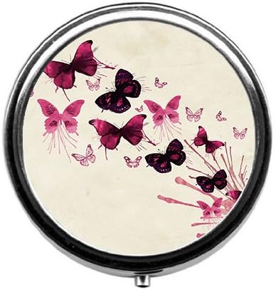 Dancing butterfly group Round pill box/pill case-• 3 Compartments for Keeping Pills Separate pill box/pill case