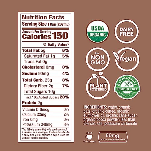RISE BREWING CO. OAT MILK MOCHA NITRO COLD BREW LATTE, ORGANIC, 7 FL OZ