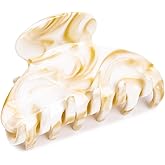 Prettyou Handmade Celluloid Acetate French Design Barrettes Tortoise Shell Claws Hair Claw Luxury Fashion Accessories Hair Clip for Women (White)