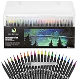 Art Mastery Real Brush Pens, 24-Pack with Flexible Brush Tip, Professional Watercolor Brush Pens for Drawing, Painting, Coloring, More, 100% Non Toxic, Multi Color, Works Great with Watercolor Paper
