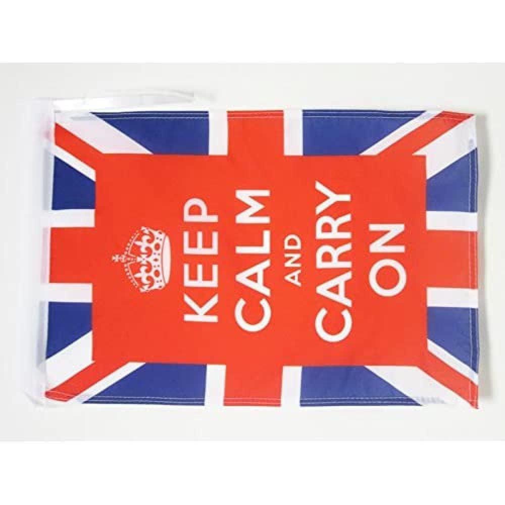 AZ FLAG - Keep Calm and Carry On Red Flag - 18'' x 12'' - 100% Polyester Union Jack - United Kingdom Small Banner with Two Cords - Fade Resistant - Vivid Colors - 18x12 in - 45x30 Cm — image 1