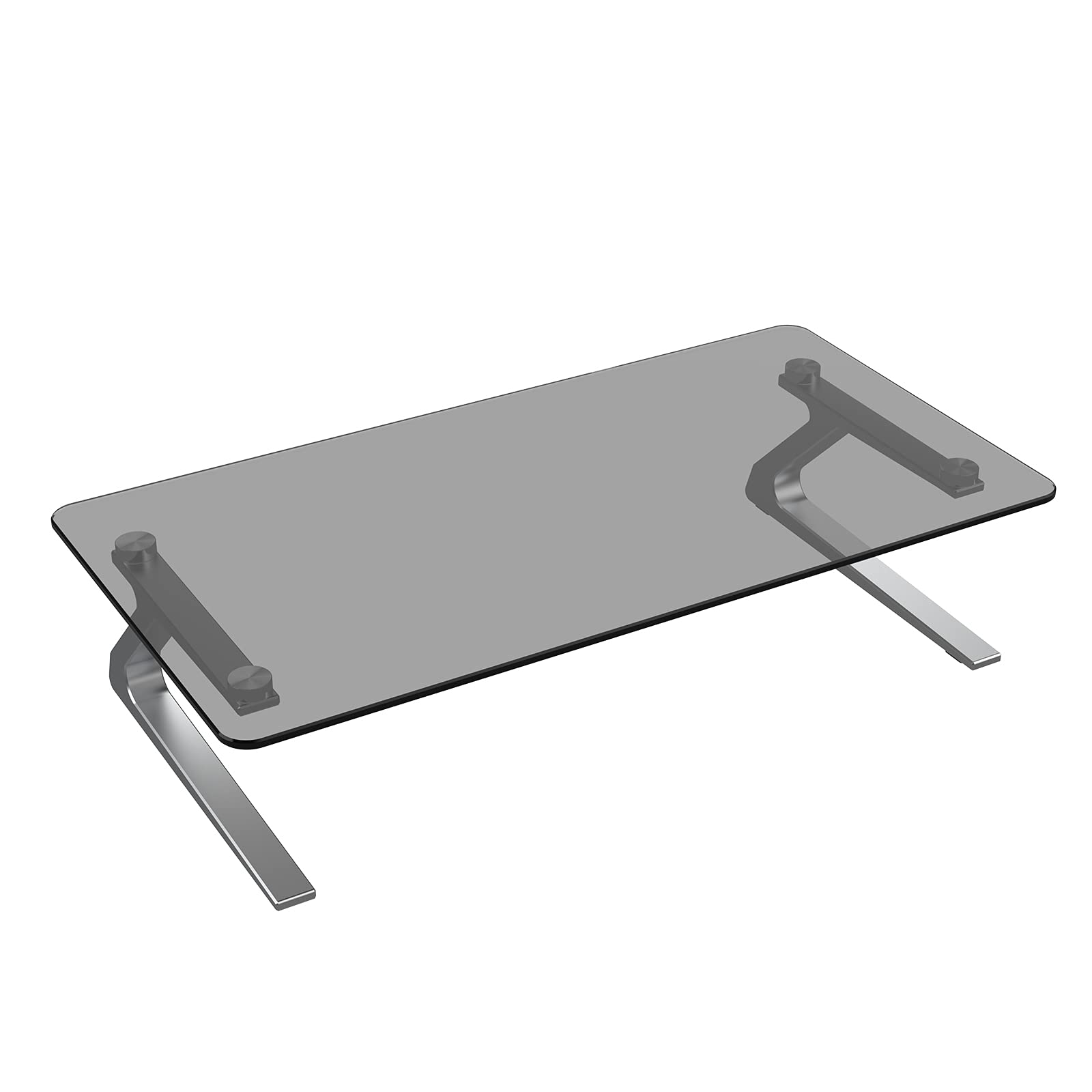 Photo 1 of Yanavee Monitor Stand, Tempered Glass Computer Monitor Stand Riser, Multimedia Desktop Stand for Computer, Laptop, Flat Screen TV, Ergonomic Office Desk Shelf, 18.11 x 9.45 inch, Euro Gray