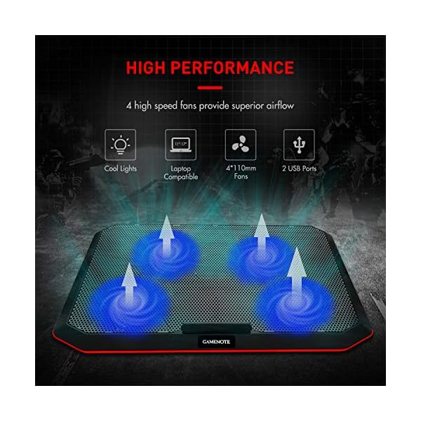 Gamenote-Laptop-Cooling-Pad-for-12-17-Inch-Laptop-with-4-Quiet-Cooling-Fans-Ergonomic-Comfort-Notebook-Cooler-Light-weight-Gaming-Laptop-Cooler-Stand Gamenote Laptop Cooling Pad for 12-17 Inch Laptop with 4 Quiet Cooling Fans, Ergonomic Comfort Notebook Cooler, Light…