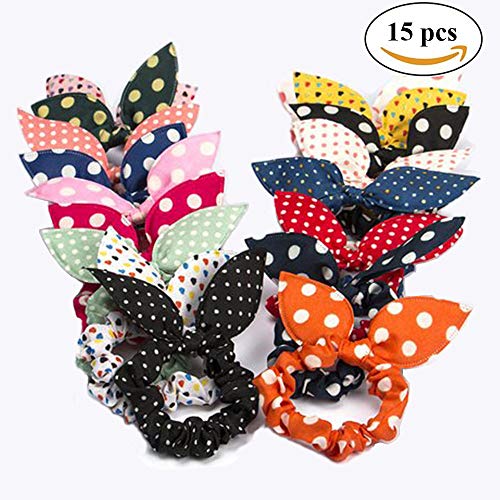 Cute Girls Hair Tie Bands Cinra 15 Pcs Different Color Rabbit