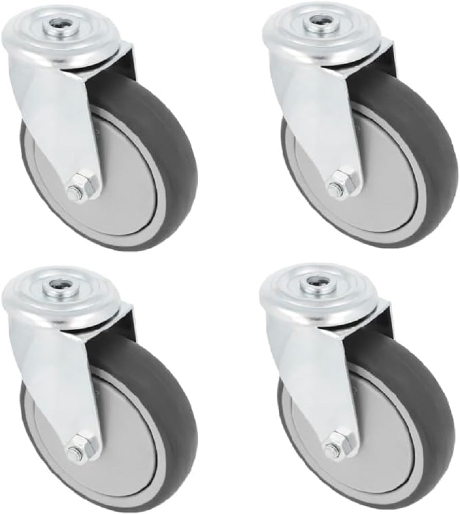 Amig - Pack of 4 Furniture Casters | Ø 100 mm | Swivel Wheels Without Mounting Plate | Maximum Weight 110 kg | For Moving Heavy Furniture | Roller Bearings | Plastic Core | Grey Rubber