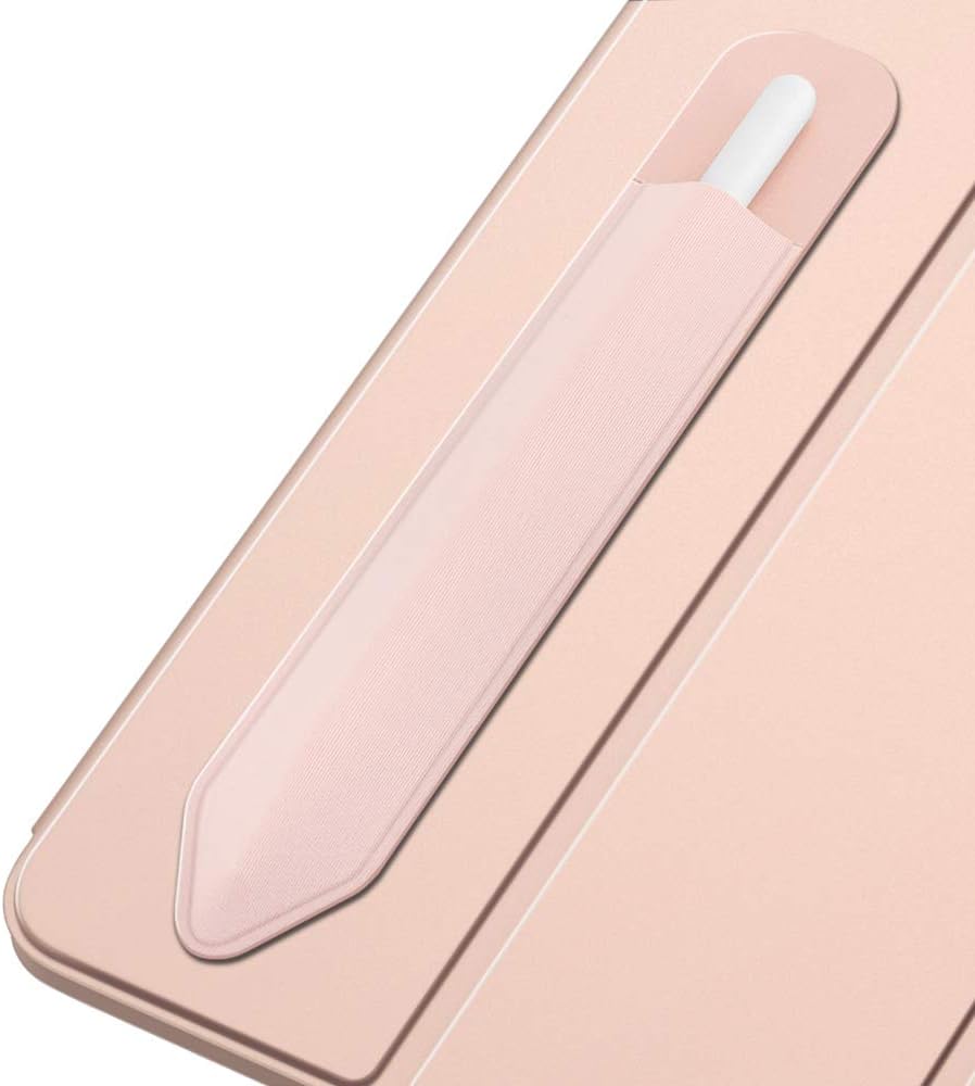 MoKo Pencil Case Holder Sticker Fit i-Pencil 1st & 2nd, Elastic Pencil Pouch PU Leather Adhesive Sleeve Fit iPad 8th Gen 2020/7th Gen 10.2/iPad Air 4th Gen/iPad Pro 11 & 12.9 2020 - Rose Gold