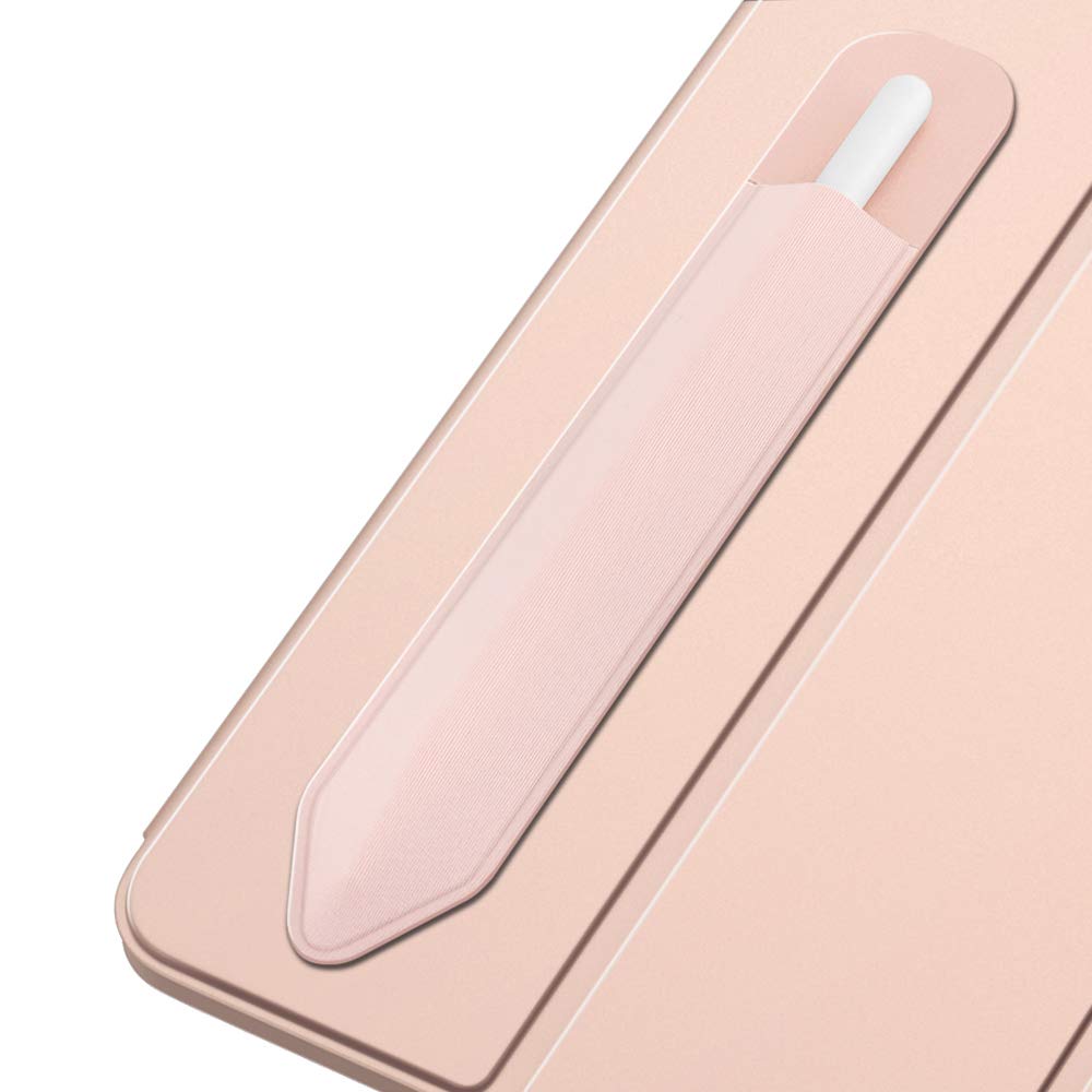 MoKo Pencil Holder Sticker Fit Apple Pencil Pro, Apple Pencil (USB-C), Apple Pencil 1st/2nd Generation, Elastic Pencil Pocket Pouch Adhesive Sleeve Attached to iPad Case for Stylus Pens,Rose Gold — image 1